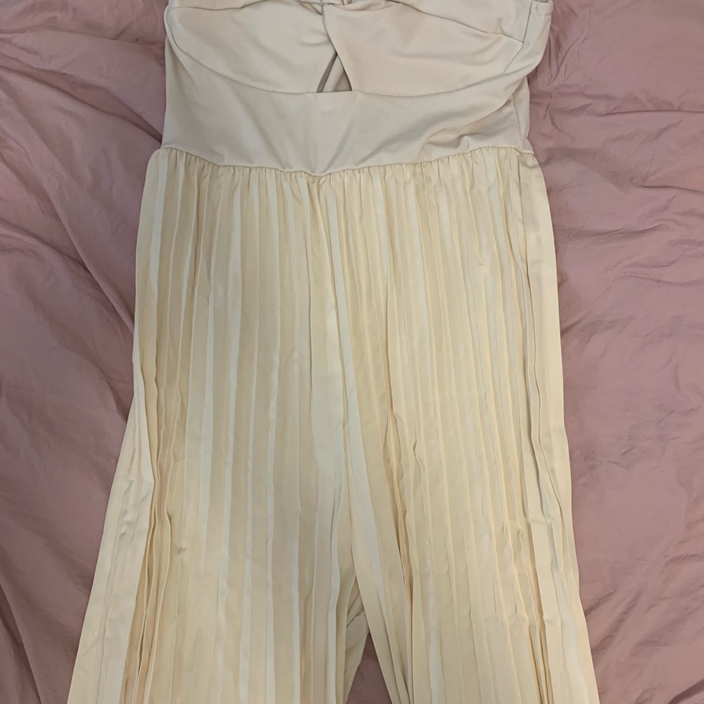 SHEIN Cream Pleated Jumpsuit